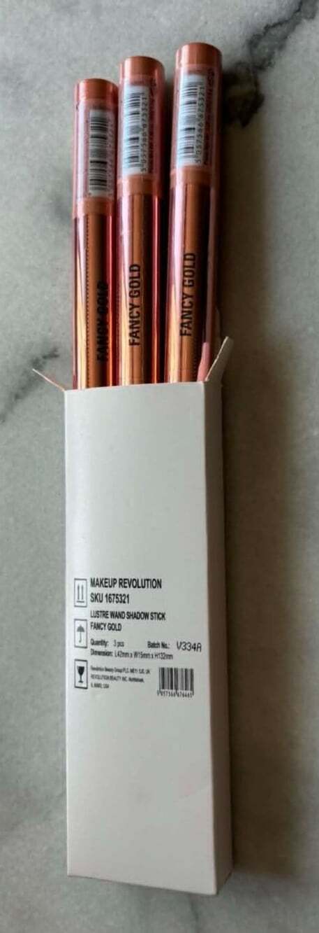 Revolution Lustre Wand Eye Shadow Stick Fancy Gold V334A Lot of 3 - Picture 2 of 2